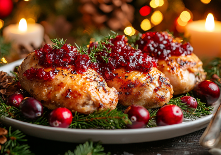Беспроигрышный вариант горячего на Новый год из грудки: обалденная курица с клюквенным соусом