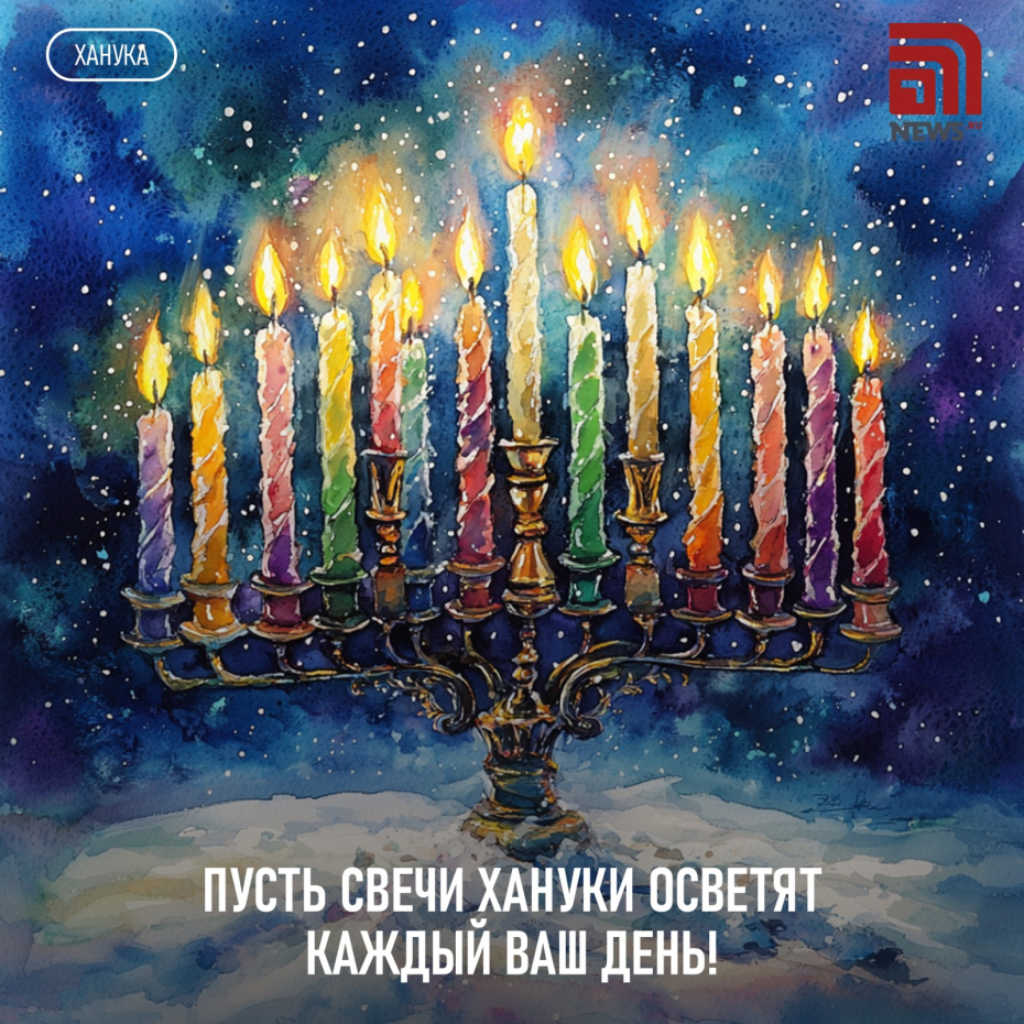 Открытка на Хануку для бесплатного скачивания