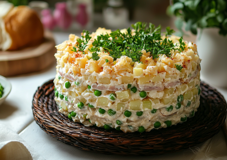 Салат с зеленым горошком для тех, кто сидит на диете: не уступает многослойным салатам с майонезом