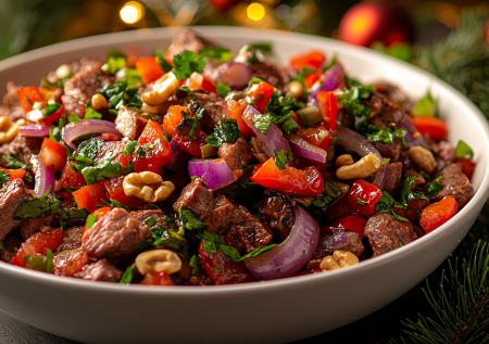 Когда надоело все майонезное и тяжелое: грузинский салат «Тбилиси» — яркий акцент праздничного стола