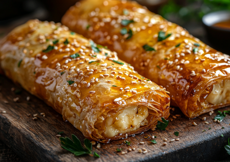 Банановый хруст-ролл из теста фило — слоеный десерт за 10 минут: на завтрак или перекус