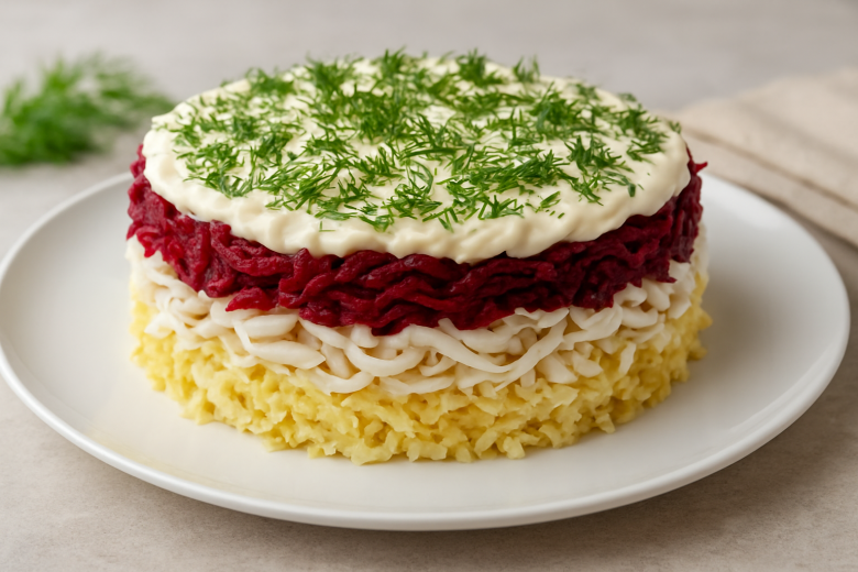 Салат «Кальмары под шубой»