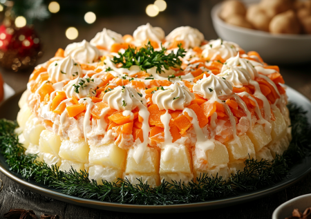 Проще шубы и мимозы: салат «Апельсинка» — яркое дополнение новогоднего стола