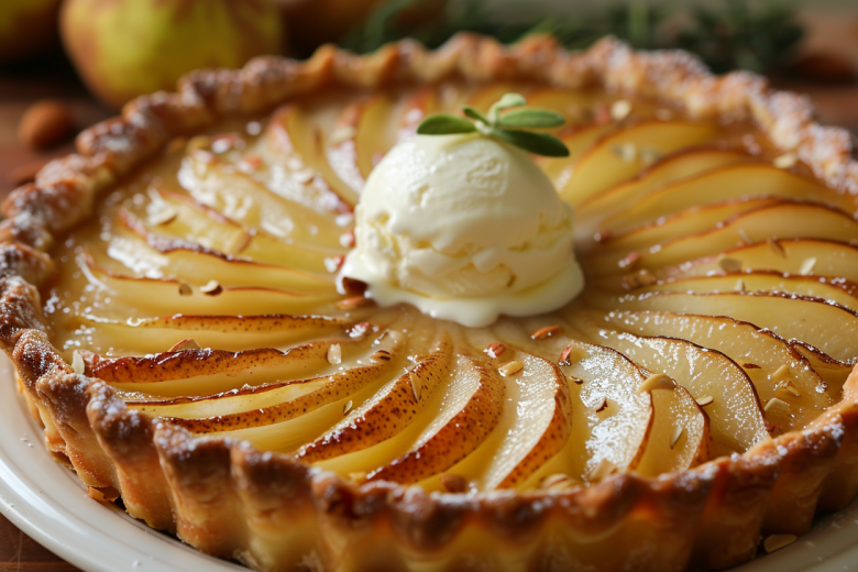 Идеальная выпечка из готового теста: нежный тарт с грушей и миндалем