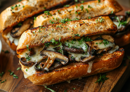 Готовлю горячие бутерброды с грибами и двумя сырами — хрустящие тосты с сочной начинкой для идеального завтрака