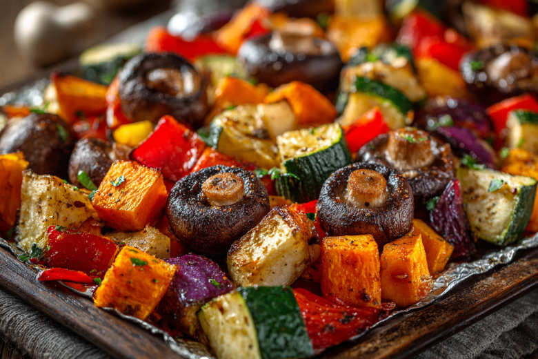 Запеченные овощи с грибами