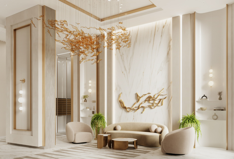 Гранд-лобби в ЖК «MYPRIORITY Мневники»