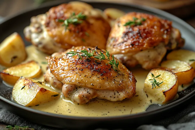 Ужин за час: сочные куриные бедра в сливочно-горчичном соусе