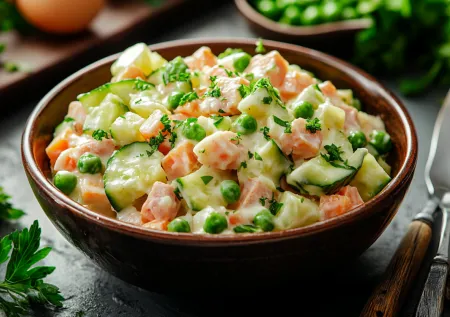 Оливье со свежими огурцами: хрустящий и свежий вариант любимого салата