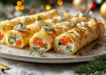 Готово за 15 минут: яичные блинчики с двумя начинками — элегантная и простая закуска