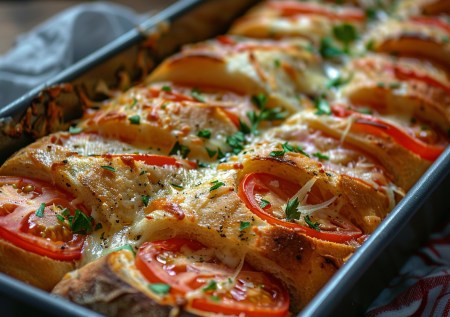 Ленивый пирог из багета с помидорами: самый простой рецепт в духовке