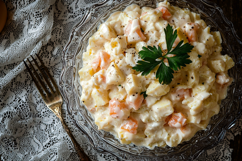 Тот самый салат из трески по ГОСТу: соленые огурцы придают пикантность