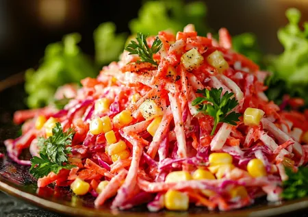 Салат «Огненный калейдоскоп» на Новый год — яркий вкус и минимум усилий для праздничного стола