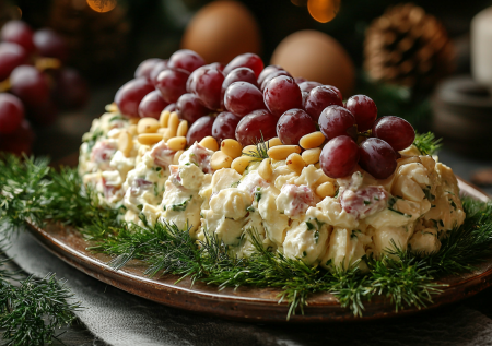 Порадует глаз и желудок: салат «Изабелла» — роскошь вкусов под виноградным покровом