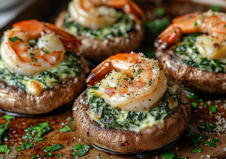 На новогодний стол за 15 минут: фаршированные шляпки с креветками — о-о-очень вкусно