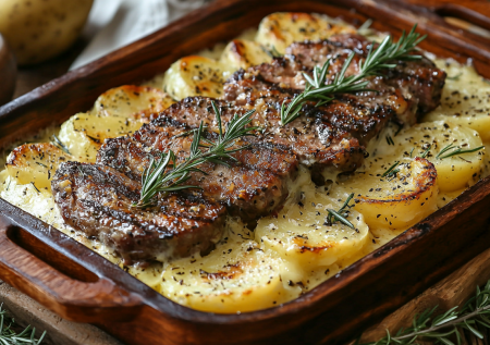 Никаких сложных гарниров в Новый год. Готовлю антрекоты с картофелем дофинуаз. Сливочно-сырная нежность и сочное мясо