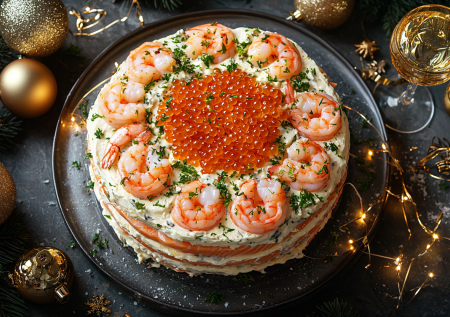 Съедается еще до боя курантов: салат «Морская звезда» с минимальным количеством майонеза