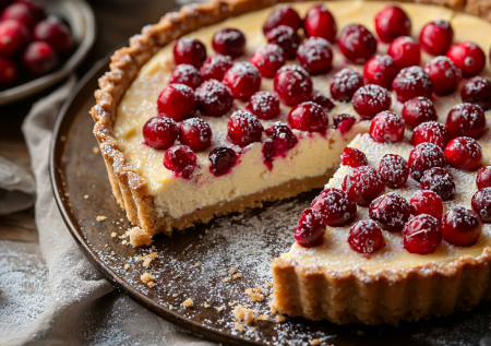 Пирог с клюквой и творожным кремом — вкус зимних праздников