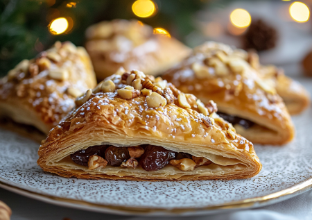 Готовлю не закуски, а новогодние подарки в тесте. Слоеные конвертики с черносливом и орехами. Сладкий сюрприз к чаю
