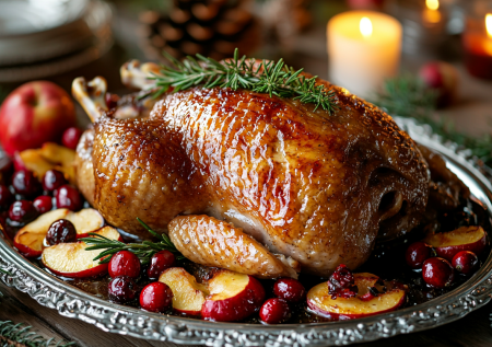 Рождественский гусь с яблоками и медом: сочный и ароматный