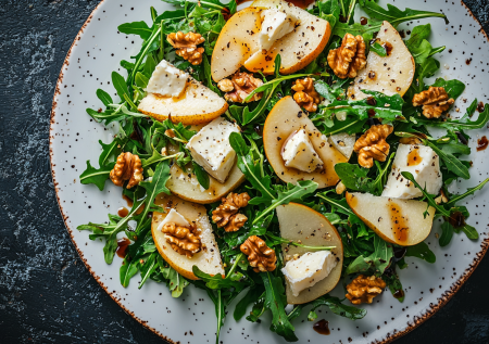 Салат с орехами и грушей: сладко, хрустяще, вкусно