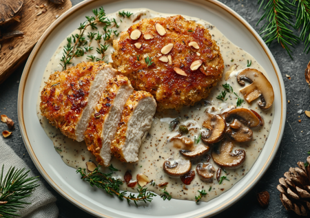 Из одной кондитерской посыпки и курицы сделала шедевр: биточки с грибным соусом