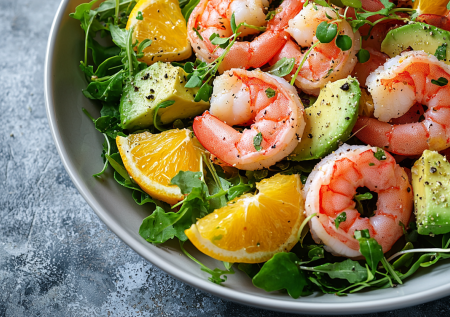 Пошаговый рецепт салата с креветками и апельсином, который удивит гостей