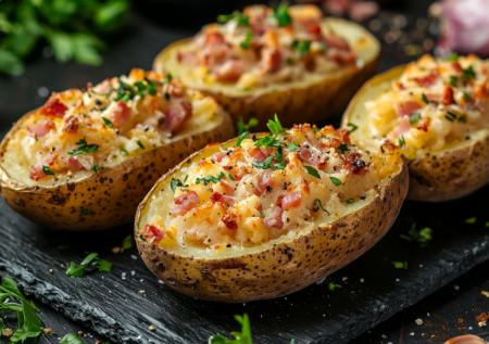 Картофельные «лодочки» с фаршем и сырной шапочкой. Порционное горячее на Новый год: сытно и вкусно