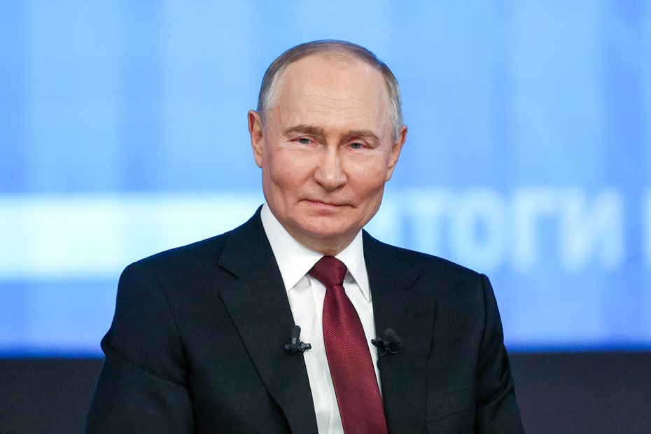 Президент России Владимир Путин во время программы «Итоги года с Владимиром Путиным»