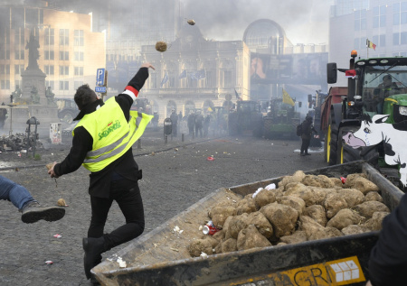 Фермеры закидали картошкой здание ЕП, где проходит саммит по Украине