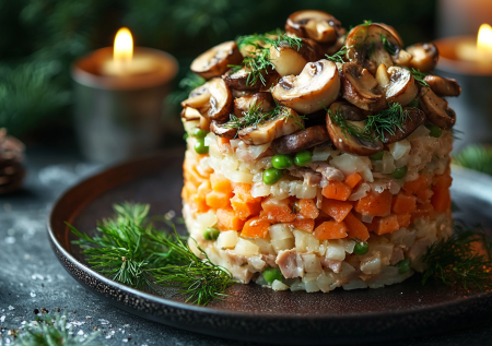 Только одним этим салатом можно досыта накормить всех гостей: «Мельница» с солеными грибами