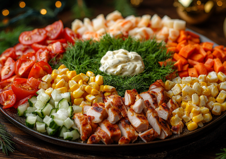 Салат перемешивается прямо за столом: готовим «Эдельвейс» — праздничная закуска с пикантным характером