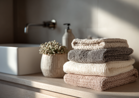 Ванная без хаоса: как использовать текстиль, чтобы все выглядело аккуратно