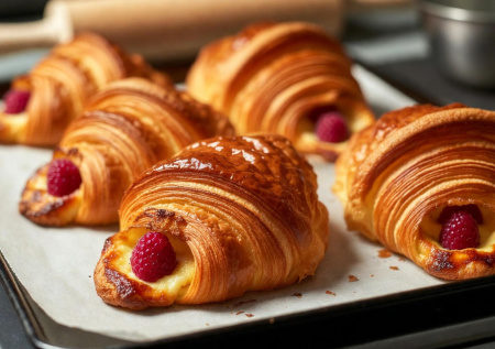 Выпекаю венские круассаны: с заварным кремом и ягодами