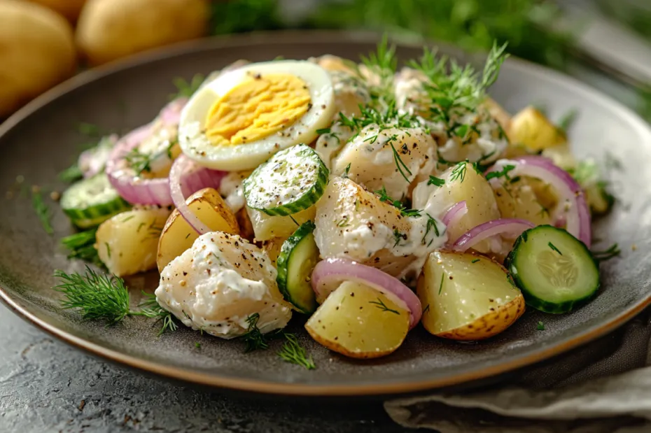 Салат из трески с солеными огурчиками