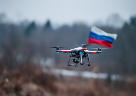 Над Киевом развернули российский флаг