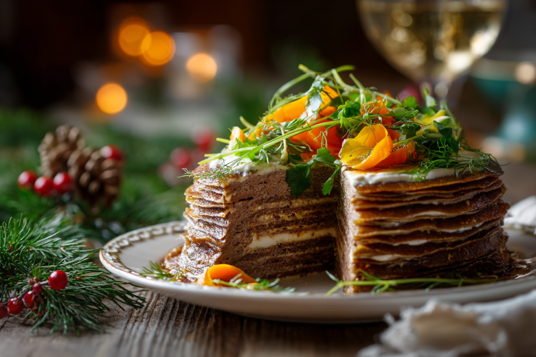 Салат-торт из печени