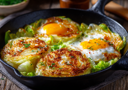 Сковорода стройности: капустные стейки с яйцом — блюдо для легкого ужина