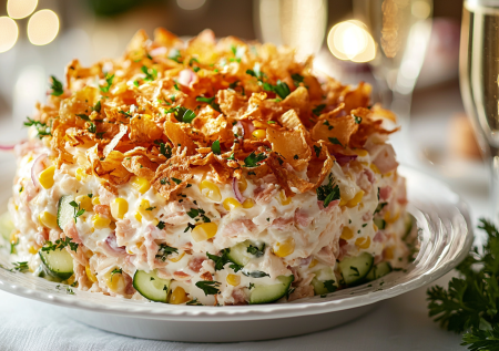 Салат с картофелем пай: отлично впишется в новогодний стол рядом с оливье и шубой