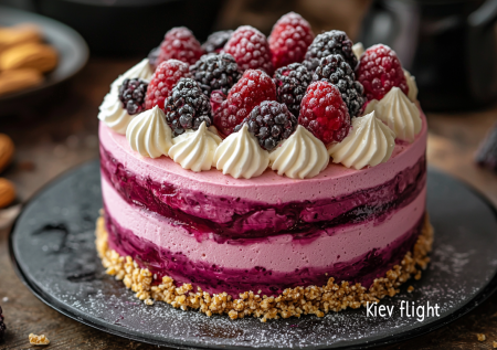 Небо и земля по сравнению с «Киевским». Торт «Полет»: воздушное безе, ягодный мусс и хрустящее пралине