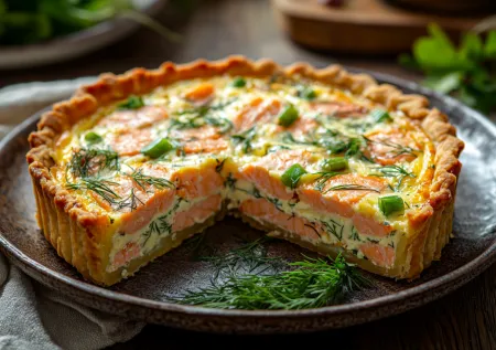 Вкус Франции: киш с лососем за 35 мин — пошаговый рецепт