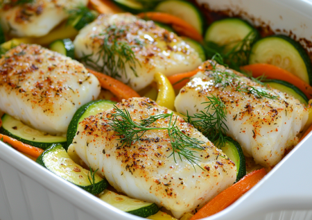 Минус килограммы без диет: запеченный минтай с овощами для легкого ужина