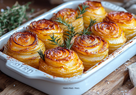 Новый вкус Нового года: картофельные «розы» с розмарином и чесноком. Не гарнир, а хрустящее украшение стола