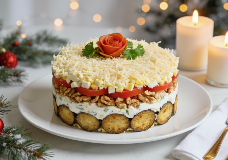 Салат «Неаполь» с яйцами и баклажанами — когда все майонезное уже надоело: шикарный рецепт из 4 ингредиентов на Новый год