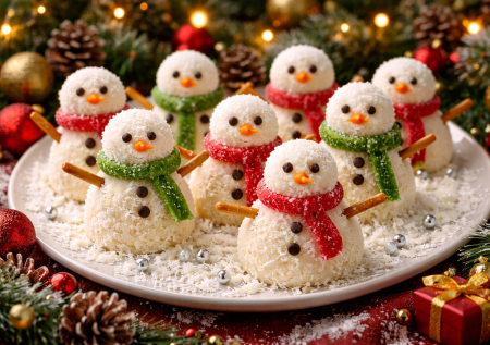 Сладкие снеговики «Рафаэлло» из сгущенки и кокосовой стружки: приготовьте с детьми, они будут в восторге