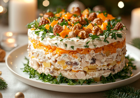 Салат «Французский» с маринованными опятами: нежный и сочный — в копилку к меню на Новый год