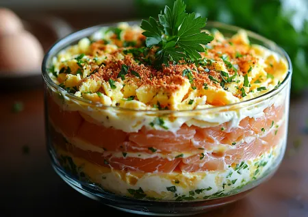 «Мимоза» без картошки и моркови: легкий вариант любимого салата, который на празднике исчезает первым