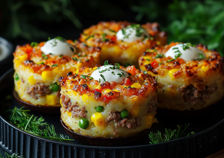 Идеальное горячее на Новый год: разноцветные стожки с фаршем и овощами. Ярко, как салют, и так же быстро исчезают