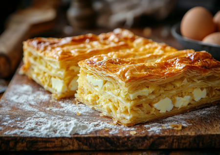 Быстрый слоеный пирог с капустой и яйцом — готов меньше чем за час