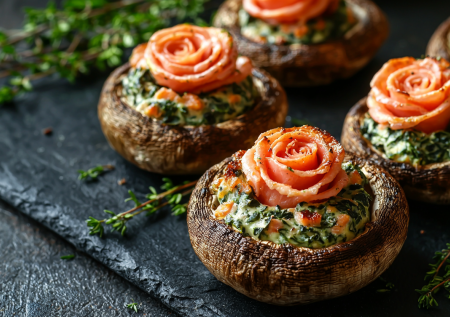 Готовим «Морскую розу» к Новому году и Рождеству — топ-закуска с яркой рыбкой в корзинках из грибов: восхищение обеспечено